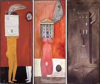 3 tableaux Femme Maison 女人与房屋